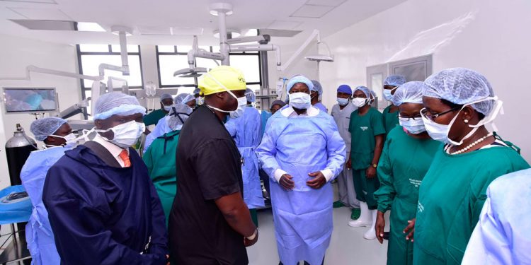Courtesy Photo: President Museveni launches the covid19 treatment drug at Mulago Hospital, Kampala