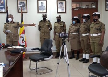 Police political commissar Asan Kaingye showcasing the new traffic police uniform in Uganda
