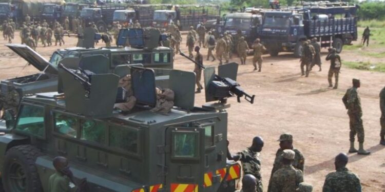 UPDF deploys at South Sudan Border in Okuti Parish, Kitgum District after unknown men camped at Lunyili hills, Eastern Equatoria state.