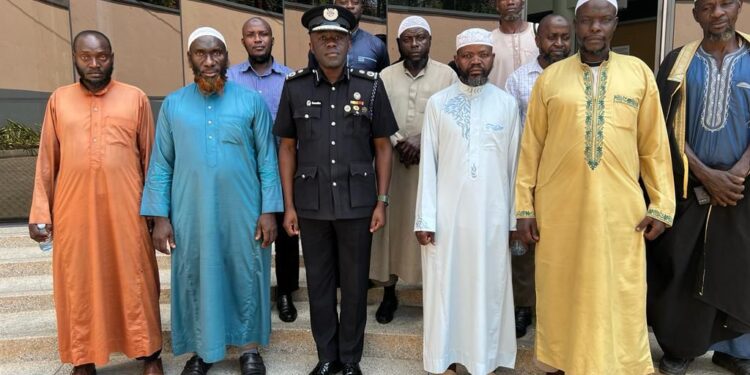 The Director of Crime Intelligence in Uganda, AIGP Brig. Christopher Ddamulira, meets with the Tabliq sect at Crime Intelligence headquarters in Kololo